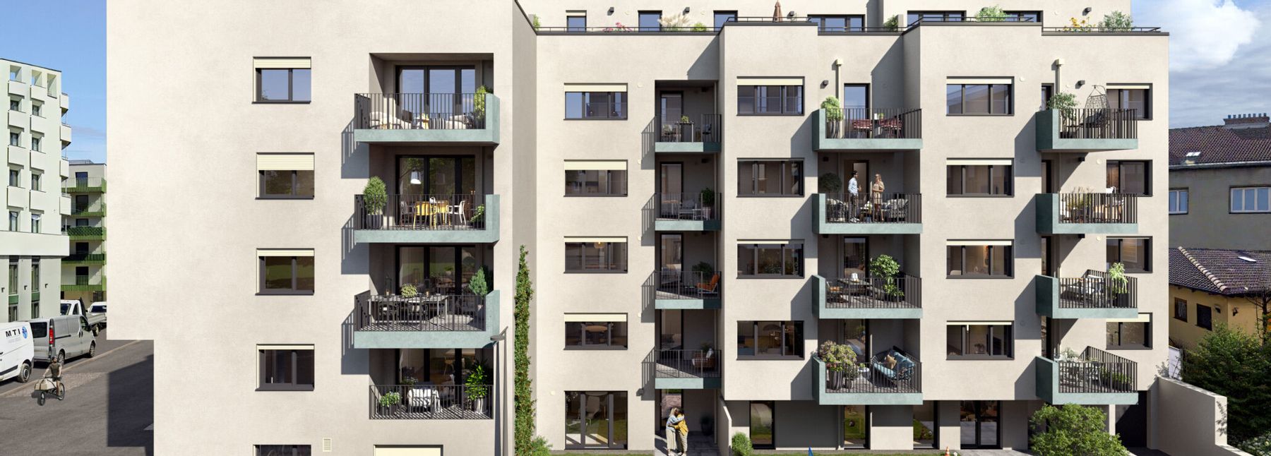 Ein Blockgebäude der ARWAG ist zu sehen.