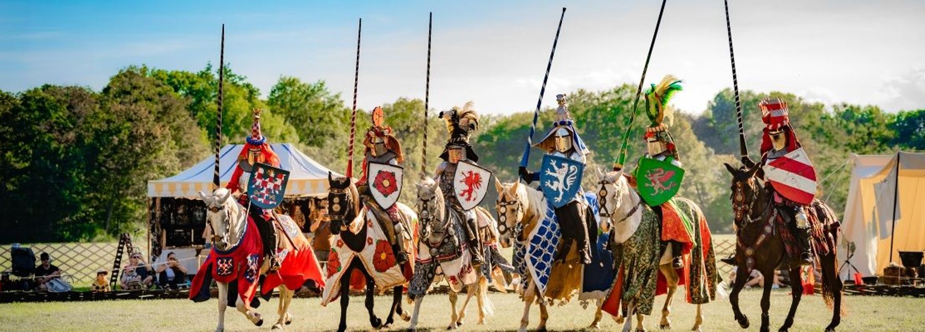 Sechs Ritter auf Pferden