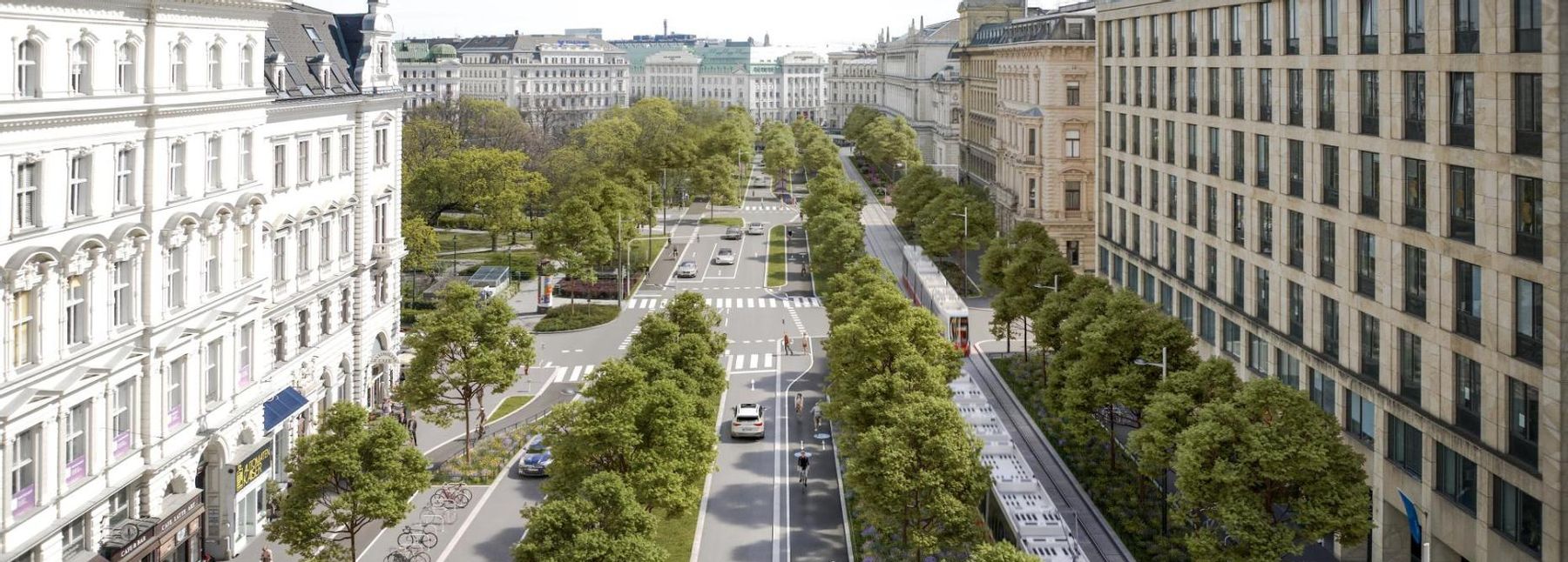 Grafisch erstelltes Luftbild der Universitätsstraße.