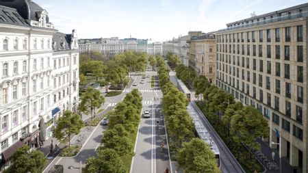 Grafisch erstelltes Luftbild der Universitätsstraße.